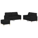 Casa si Gradina - Mobilier - Seturi de mobilier - Seturi living - Set de canapele cu perne, 3 piese, negru, textil - Infinity.ro