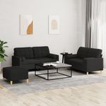 Casa si Gradina - Mobilier - Seturi de mobilier - Seturi living - Set de canapele cu perne, 3 piese, negru, textil - Infinity.ro