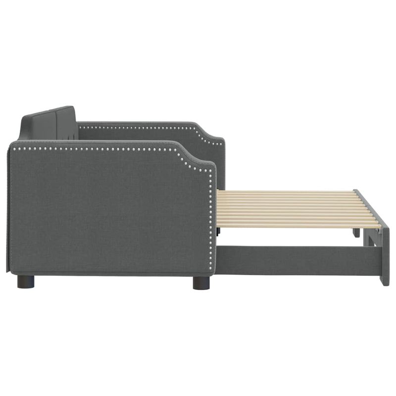 Casa si Gradina - Mobilier - Paturi si accesorii - Paturi - Pat de zi cu extensie, gri inchis, 90x200 cm, textil - Infinity.ro
