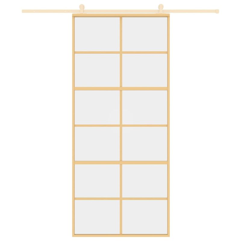 Casa si Gradina - Constructii - Usi interior, exterior si garaj - Usi garaj - Usa glisanta, auriu, 90x205 cm, sticla ESG mata si aluminiu - Infinity.ro