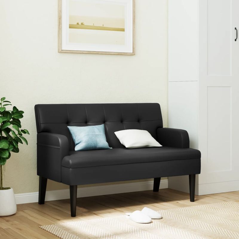 Casa si Gradina - Mobilier - Canapele si coltare - Banchete - Bancheta cu spatar, negru, 112x65,5x75 cm, piele ecologica - Infinity.ro