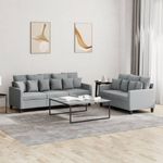 Casa si Gradina - Mobilier - Seturi de mobilier - Seturi living - Set de canapele cu perne, 2 piese, gri deschis, textil - Infinity.ro