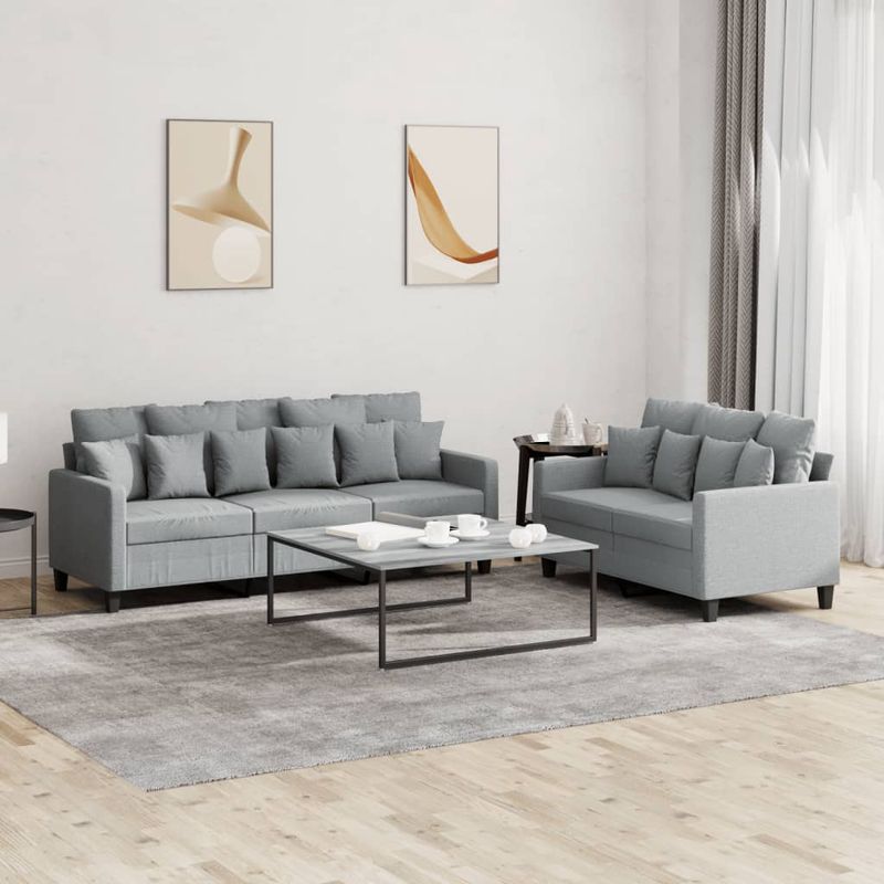 Casa si Gradina - Mobilier - Seturi de mobilier - Seturi living - Set de canapele cu perne, 2 piese, gri deschis, textil - Infinity.ro