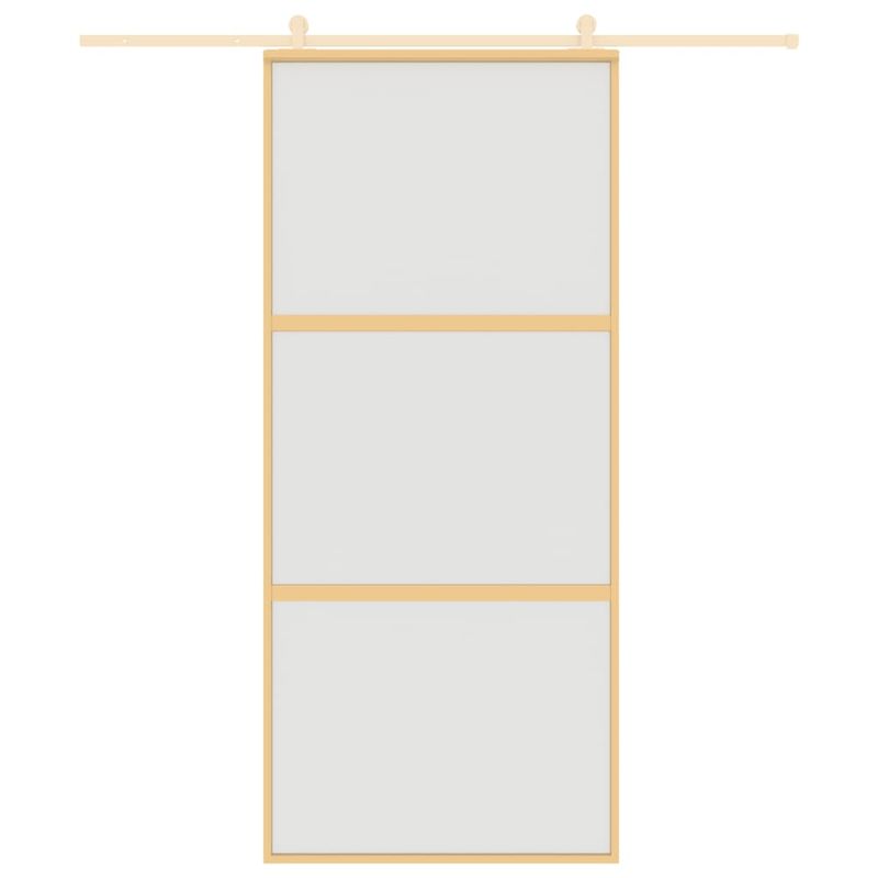 Casa si Gradina - Constructii - Usi interior, exterior si garaj - Usi garaj - Usa glisanta, auriu, 90x205 cm, sticla ESG mata si aluminiu - Infinity.ro