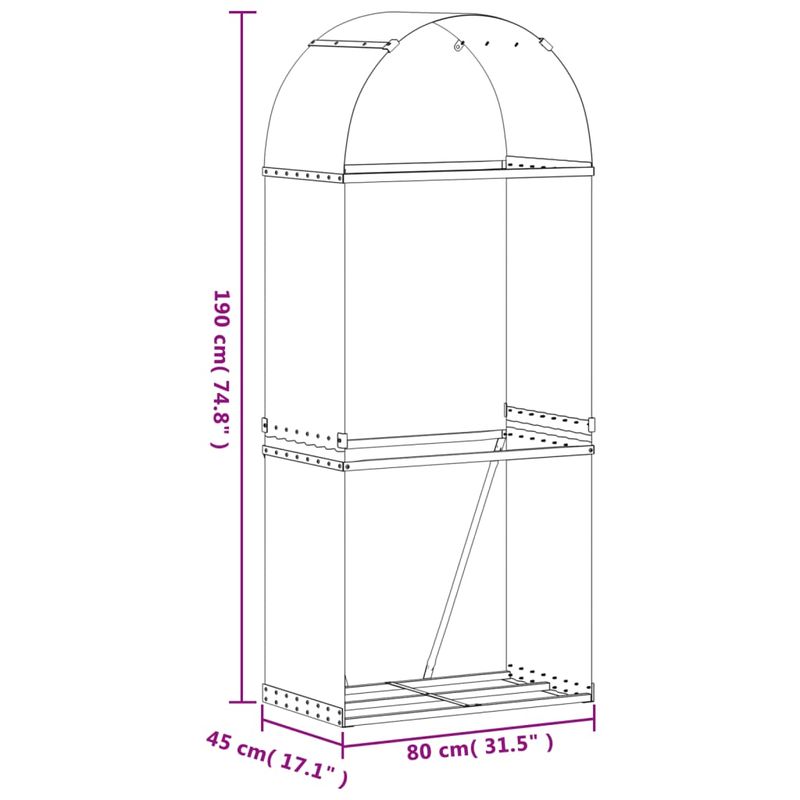 Casa si Gradina - Termice - Sobe, Seminee si accesorii - Accesorii seminee si sobe - Suport pentru busteni, maro, 80x45x190 cm, otel galvanizat - Infinity.ro
