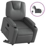 Casa si Gradina - Mobilier - Scaune si fotolii - Fotolii - Fotoliu rabatabil electric cu ridicare, gri, piele ecologica - Infinity.ro