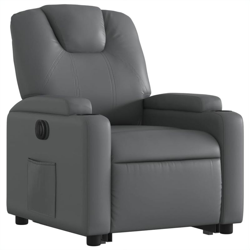 Casa si Gradina - Mobilier - Scaune si fotolii - Fotolii - Fotoliu rabatabil electric cu ridicare, gri, piele ecologica - Infinity.ro