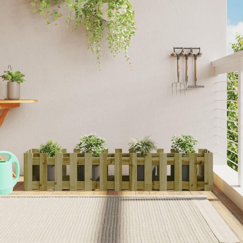 Casa si Gradina - Gradinarit si plante - Plante si ghivece - Ghivece si suporturi - Pat inaltat gradina design gard 150x30x30 cm lemn impregnat pin - Infinity.ro