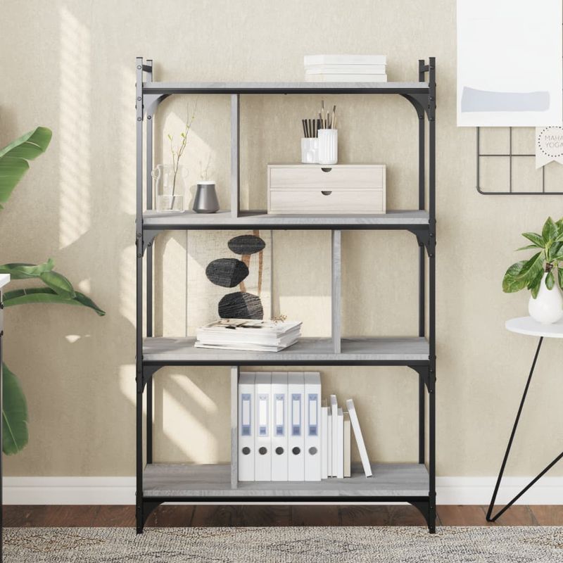 Casa si Gradina - Mobilier - Biblioteci si rafturi - Biblioteci - Biblioteca cu 4 niveluri gri sonoma 76x32x123 cm lemn compozit - Infinity.ro
