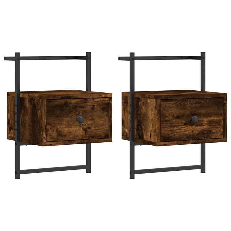 Casa si Gradina - Mobilier - Comode si corpuri - Noptiere - Noptiere de perete, 2 buc., stejar fumuriu, 35x30x51 cm, lemn - Infinity.ro
