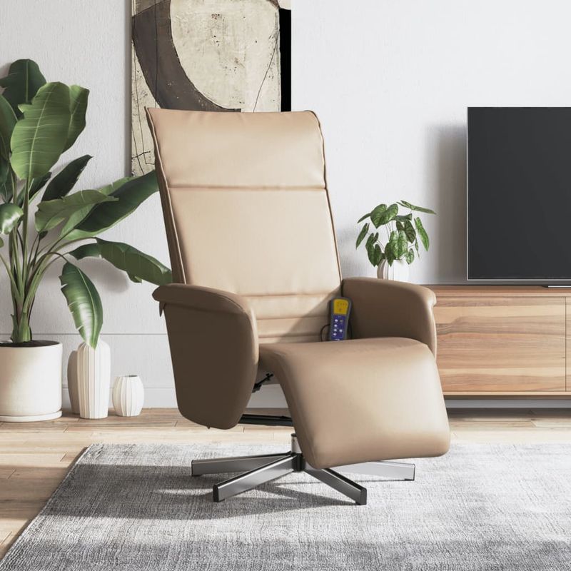 Casa si Gradina - Mobilier - Scaune si fotolii - Fotolii - Fotoliu rabatabil cu suport picioare cappuccino piele ecologica - Infinity.ro