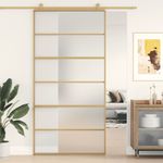 Casa si Gradina - Constructii - Usi interior, exterior si garaj - Usi interior - Usa glisanta, auriu, 102,5x205 cm, sticla ESG mata si aluminiu - Infinity.ro
