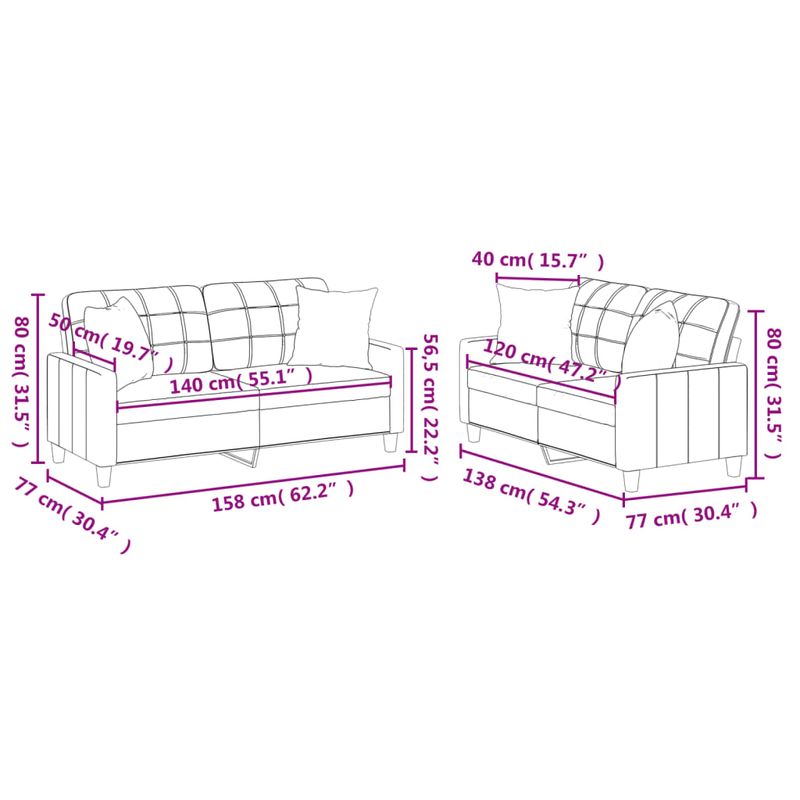 Casa si Gradina - Mobilier - Seturi de mobilier - Seturi living - Set de canapele cu perne, 2 piese, negru, piele ecologica - Infinity.ro