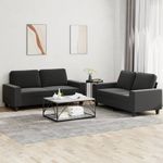 Casa si Gradina - Mobilier - Seturi de mobilier - Seturi living - Set de canapele, 2 piese, negru, material textil - Infinity.ro