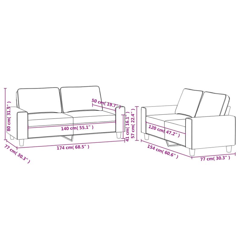 Casa si Gradina - Mobilier - Seturi de mobilier - Seturi living - Set de canapele, 2 piese, negru, material textil - Infinity.ro