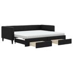 Casa si Gradina - Mobilier - Paturi si accesorii - Paturi - Pat de zi cu extensie si sertare, negru, 90x190cm, textil - Infinity.ro