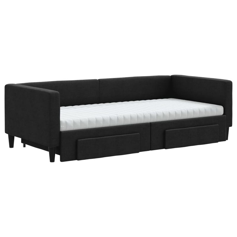 Casa si Gradina - Mobilier - Paturi si accesorii - Paturi - Pat de zi cu extensie si sertare, negru, 90x190cm, textil - Infinity.ro