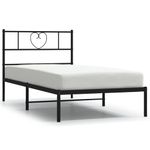 Casa si Gradina - Mobilier - Paturi si accesorii - Paturi - Cadru de pat din metal cu tablie, negru, 107x203 cm - Infinity.ro