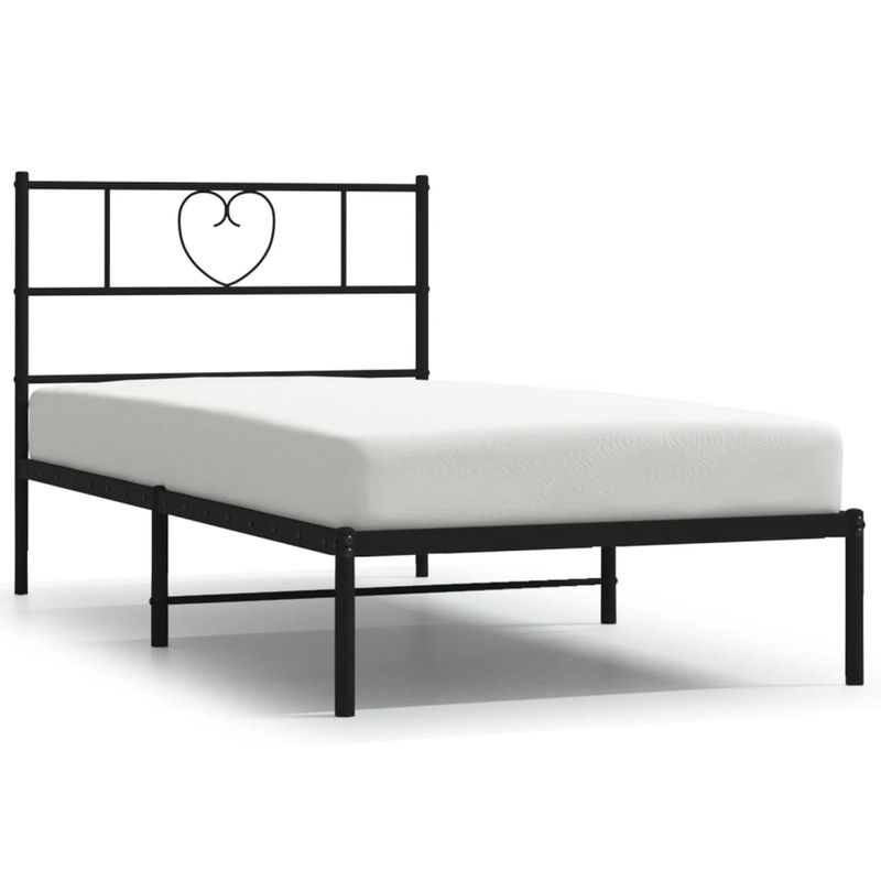 Casa si Gradina - Mobilier - Paturi si accesorii - Paturi - Cadru de pat din metal cu tablie, negru, 107x203 cm - Infinity.ro
