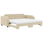Casa si Gradina - Mobilier - Paturi si accesorii - Paturi - Pat de zi cu extensie si saltele, crem, 100x200 cm, textil - Infinity.ro