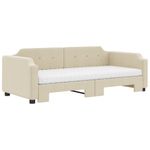 Casa si Gradina - Mobilier - Paturi si accesorii - Paturi - Pat de zi cu extensie si saltele, crem, 100x200 cm, textil - Infinity.ro