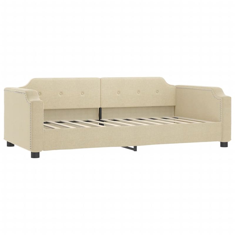 Casa si Gradina - Mobilier - Paturi si accesorii - Paturi - Pat de zi cu extensie si saltele, crem, 100x200 cm, textil - Infinity.ro