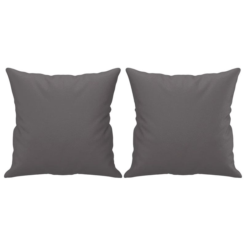 Casa si Gradina - Mobilier - Seturi de mobilier - Seturi living - Set de canapele cu perne, 3 piese, gri, piele ecologica - Infinity.ro