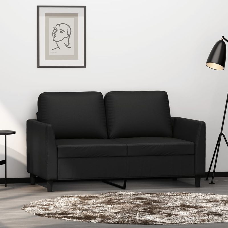 Casa si Gradina - Mobilier - Canapele si coltare - Canapele - Canapea cu 2 locuri, negru, 120 cm, piele ecologica - Infinity.ro