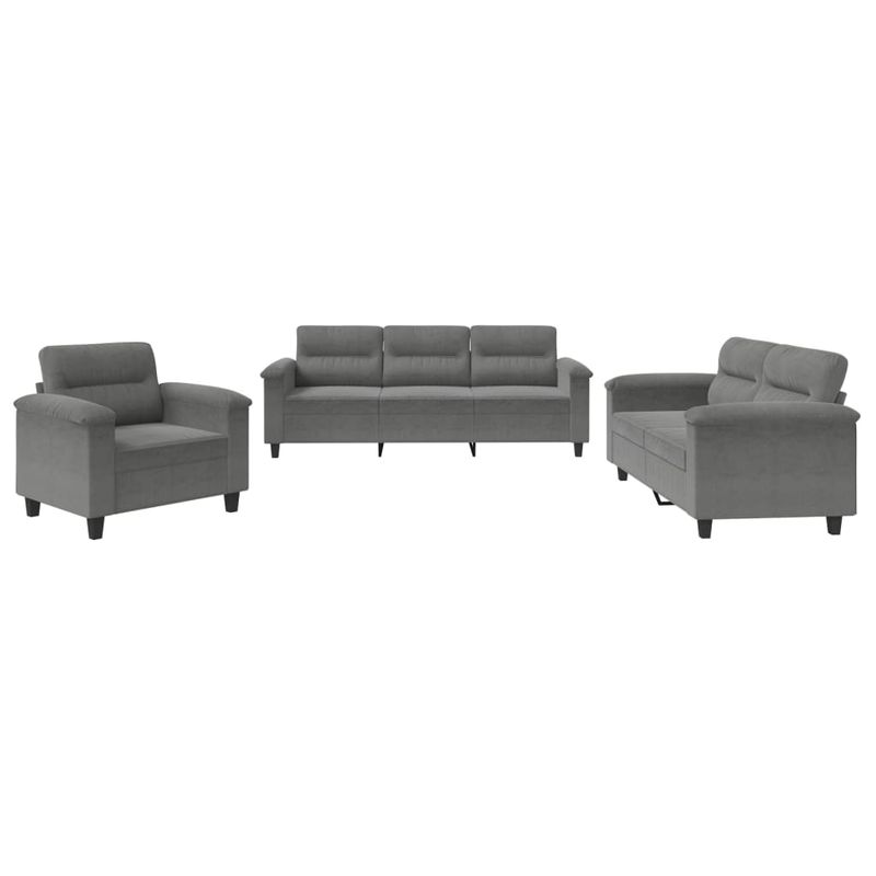 Casa si Gradina - Mobilier - Seturi de mobilier - Seturi living - Set de canapele cu perne, 3 piese, gri inchis, microfibra - Infinity.ro