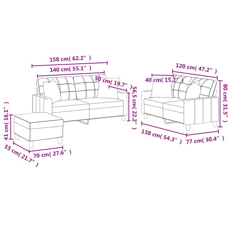 Casa si Gradina - Mobilier - Seturi de mobilier - Seturi living - Set de canapele cu perne, 3 piese, gri, piele ecologica - Infinity.ro