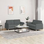 Casa si Gradina - Mobilier - Seturi de mobilier - Seturi living - Set de canapele cu perne, 2 piese, gri inchis, textil - Infinity.ro