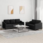 Casa si Gradina - Mobilier - Seturi de mobilier - Seturi living - Set de canapele cu perne, 2 piese, negru, textil - Infinity.ro