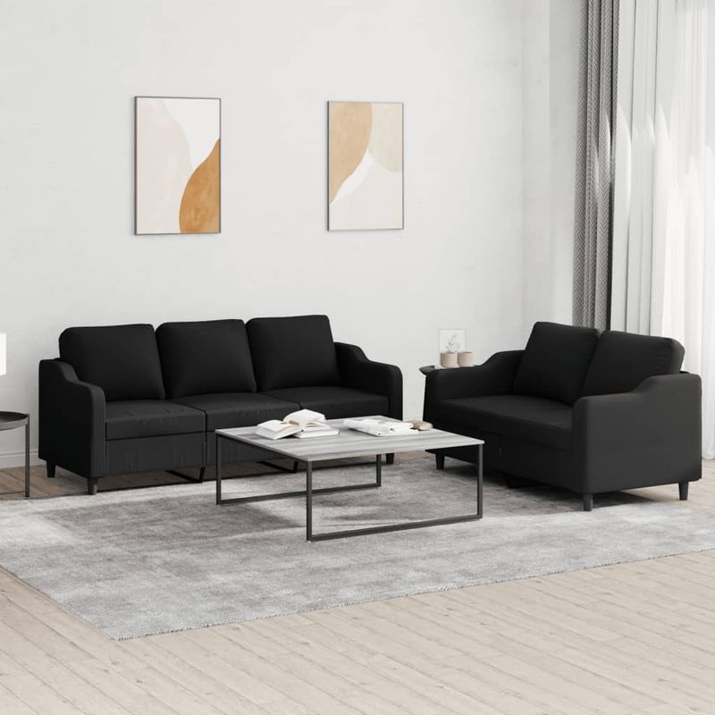 Casa si Gradina - Mobilier - Seturi de mobilier - Seturi living - Set de canapele cu perne, 2 piese, negru, textil - Infinity.ro