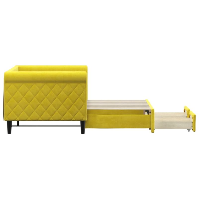 Casa si Gradina - Mobilier - Paturi si accesorii - Paturi - Pat de zi cu extensie si sertare, galben, 80x200 cm, catifea - Infinity.ro