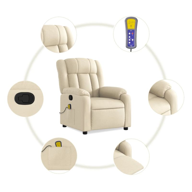 Ingrijire personala si Cosmetice - Sanatate si wellness - Articole wellness - Fotolii de masaj - Fotoliu rabatabil de masaj, crem, material textil - Infinity.ro