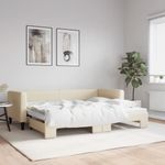 Casa si Gradina - Mobilier - Paturi si accesorii - Paturi - Pat de zi cu extensie, crem, 80x200 cm, textil - Infinity.ro