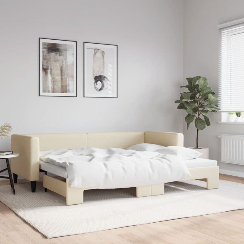 Casa si Gradina - Mobilier - Paturi si accesorii - Paturi - Pat de zi cu extensie, crem, 80x200 cm, textil - Infinity.ro