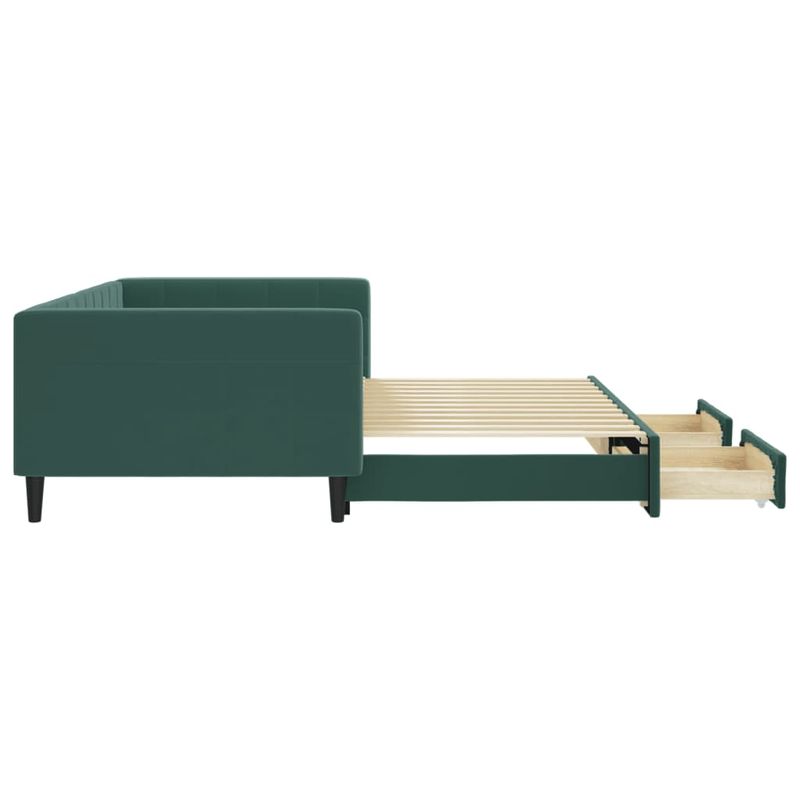 Casa si Gradina - Mobilier - Paturi si accesorii - Paturi - Pat de zi cu extensie si sertare verde inchis 100x200cm catifea - Infinity.ro
