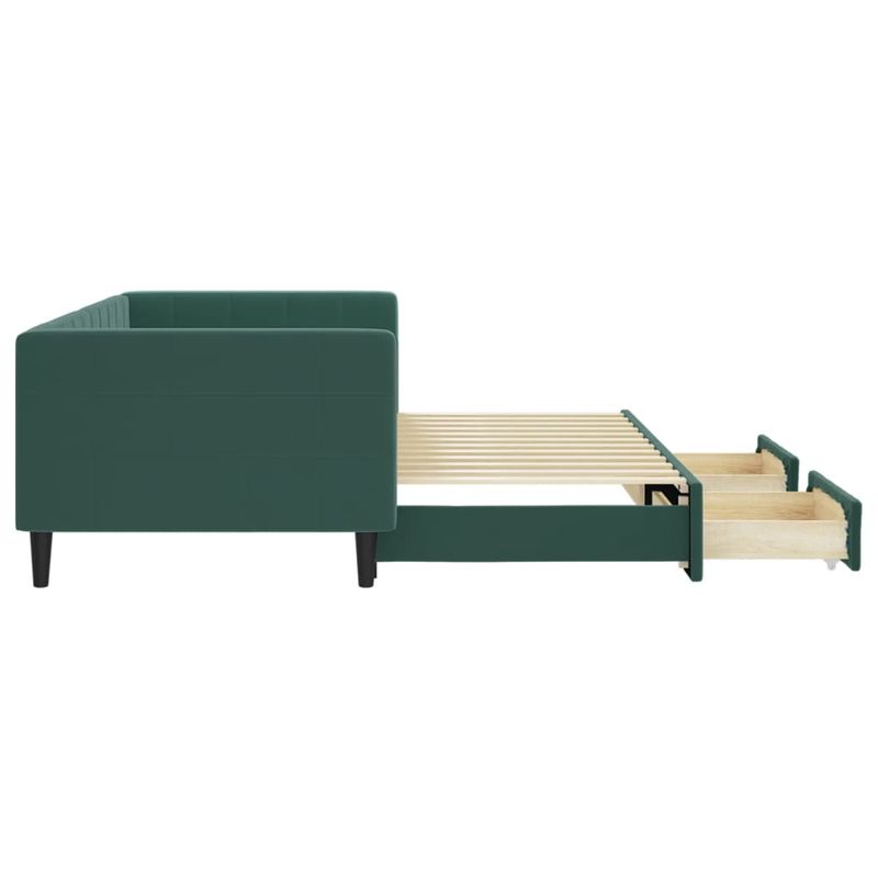 Casa si Gradina - Mobilier - Paturi si accesorii - Paturi - Pat de zi cu extensie si sertare verde inchis 90x200 cm catifea - Infinity.ro