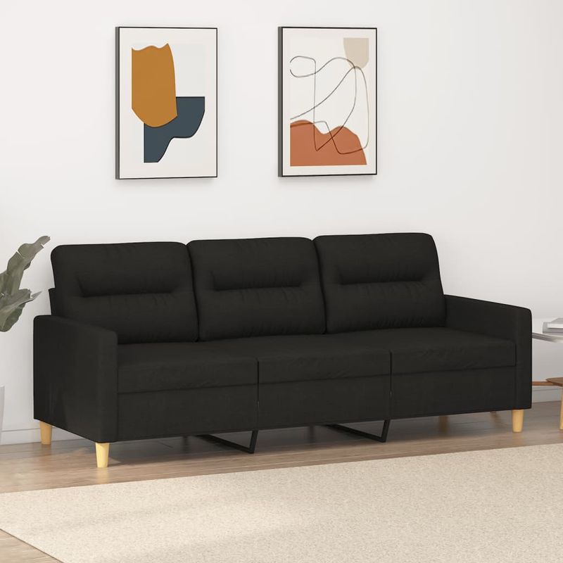 Casa si Gradina - Mobilier - Canapele si coltare - Canapele - Canapea cu 3 locuri, negru, 180 cm, material textil - Infinity.ro