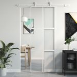 Casa si Gradina - Constructii - Usi interior, exterior si garaj - Usi interior - Usa glisanta, alb, 76x205 cm, sticla securizata/aluminiu, model grilă 3x2 - Infinity.ro