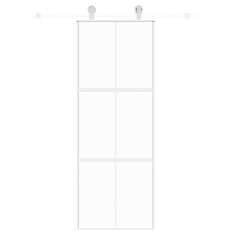 Casa si Gradina - Constructii - Usi interior, exterior si garaj - Usi interior - Usa glisanta, alb, 76x205 cm, sticla securizata/aluminiu, model grilă 3x2 - Infinity.ro