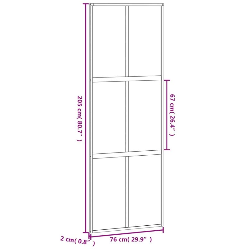 Casa si Gradina - Constructii - Usi interior, exterior si garaj - Usi interior - Usa glisanta, alb, 76x205 cm, sticla securizata/aluminiu, model grilă 3x2 - Infinity.ro