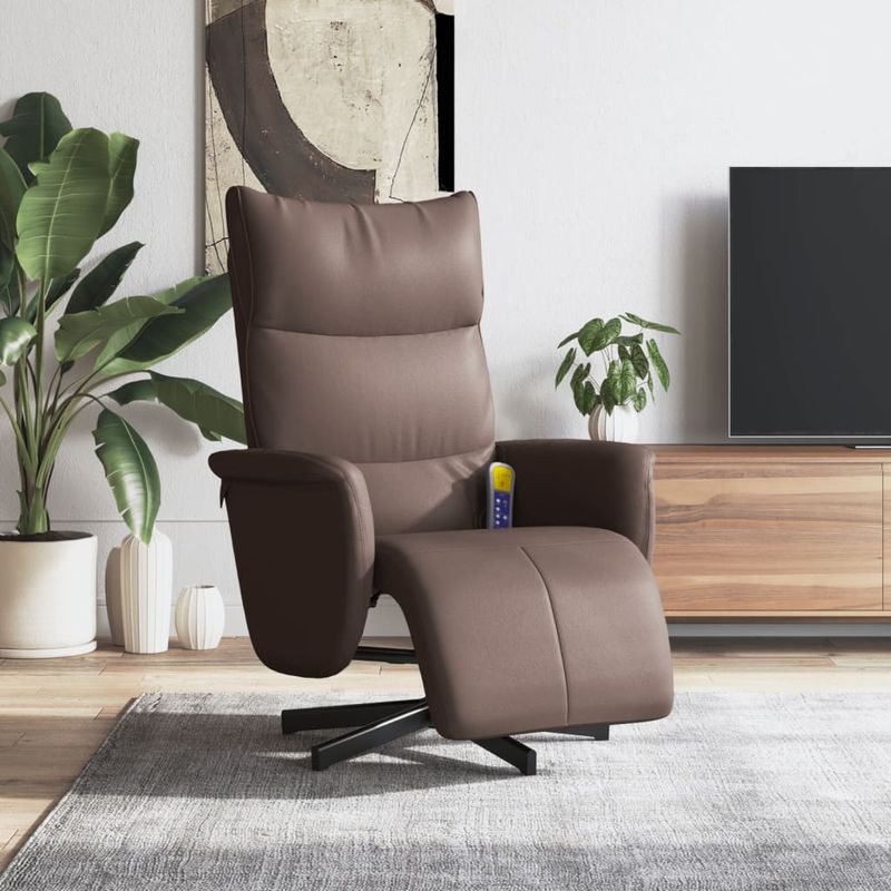 Ingrijire personala si Cosmetice - Sanatate si wellness - Articole wellness - Fotolii de masaj - Fotoliu de masaj rabatabil cu suport picioare, maro, piele eco - Infinity.ro