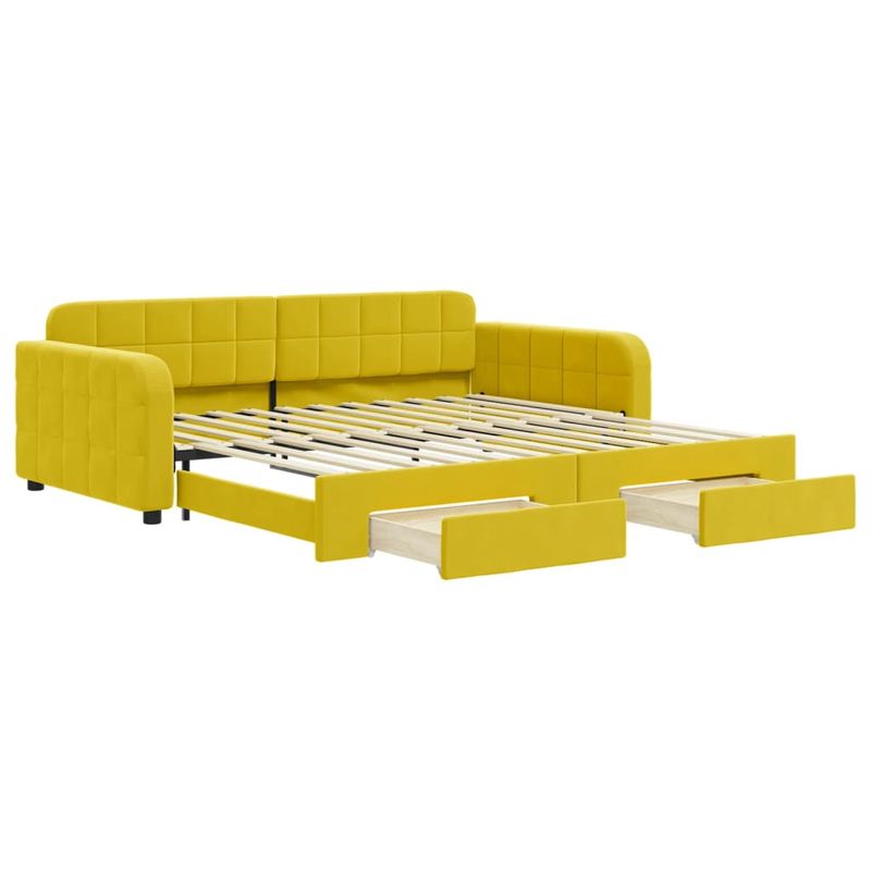 Casa si Gradina - Mobilier - Paturi si accesorii - Paturi - Pat de zi cu extensie si sertare, galben, 100x200 cm, catifea - Infinity.ro