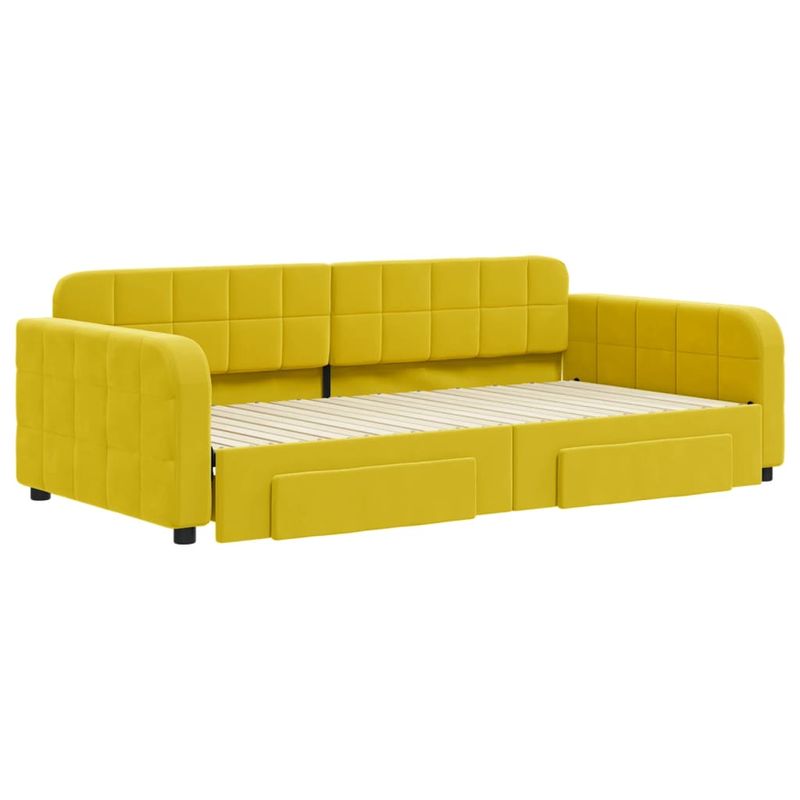 Casa si Gradina - Mobilier - Paturi si accesorii - Paturi - Pat de zi cu extensie si sertare, galben, 100x200 cm, catifea - Infinity.ro