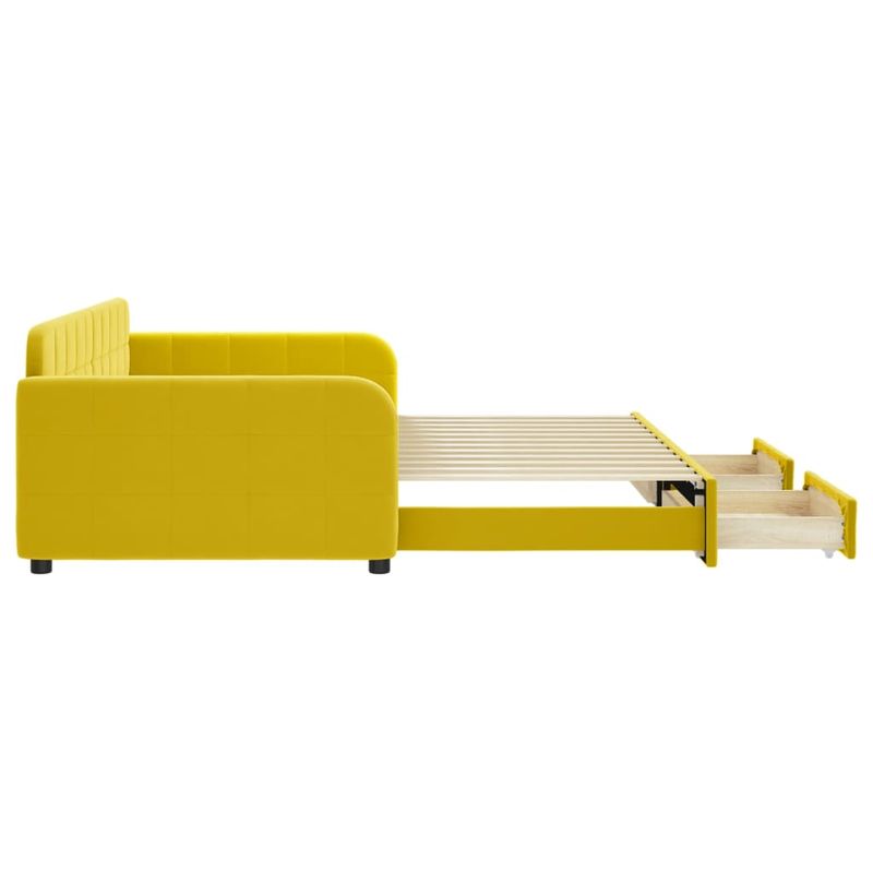 Casa si Gradina - Mobilier - Paturi si accesorii - Paturi - Pat de zi cu extensie si sertare, galben, 100x200 cm, catifea - Infinity.ro