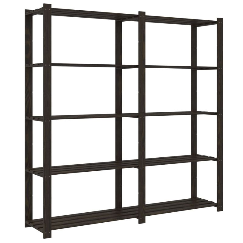 Casa si Gradina - Mobilier - Biblioteci si rafturi - Rafturi - Suport depozitare 5 niveluri negru 170x38x170 cm lemn masiv pin - Infinity.ro