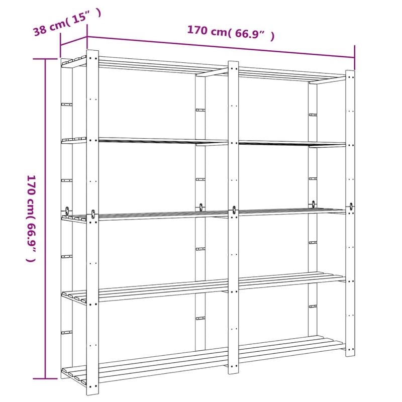 Casa si Gradina - Mobilier - Biblioteci si rafturi - Rafturi - Suport depozitare 5 niveluri negru 170x38x170 cm lemn masiv pin - Infinity.ro