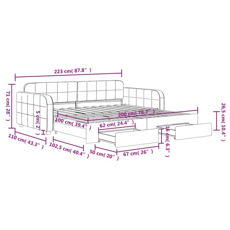 Casa si Gradina - Mobilier - Paturi si accesorii - Paturi - Pat de zi cu extensie si sertare, galben, 100x200 cm, catifea - Infinity.ro